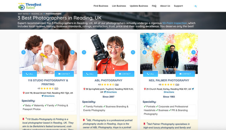 Top 3 photographers in Reading